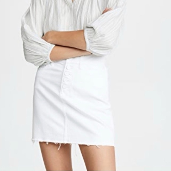 PAIGE Aideen Raw Hem Denim Skirt in Crisp White Size 26 - Picture 2 of 10